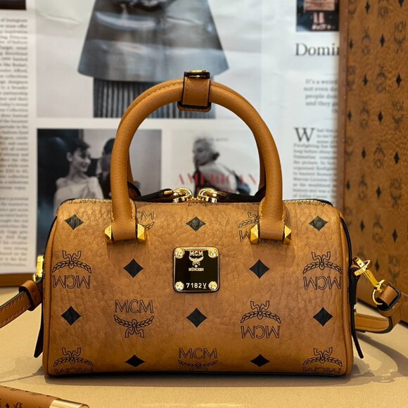 MCM MINI Aren Visetos Boston Pillow Bag - Picture 5 of 9